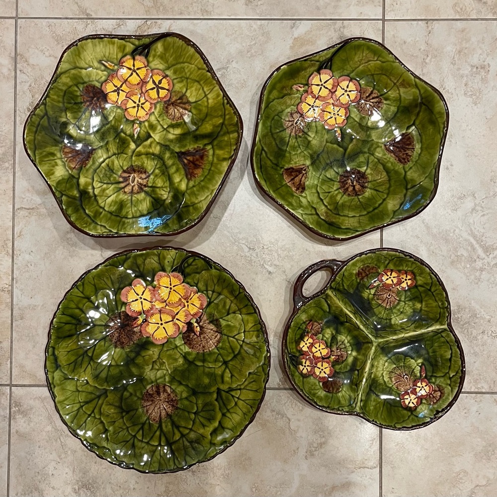 CICO Germany Hand Painted Geranium Majolica Set (4)